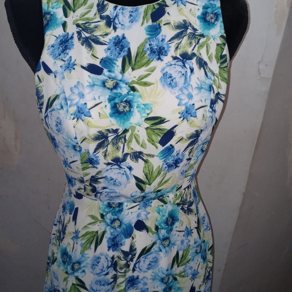 Forever 21 Flowered Sleeveless Dress Top Back Button with Open Back